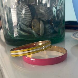 Elegant Vintage Pink and Yellow Bangle Set
